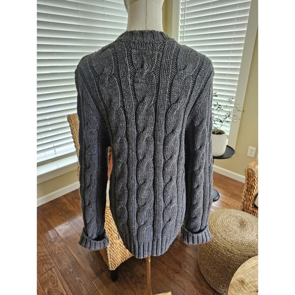 Abercrombie & Fitch Thick Cable-Knit Wool Blend Sweater Women's L Y2K Gray - Picture 3 of 11